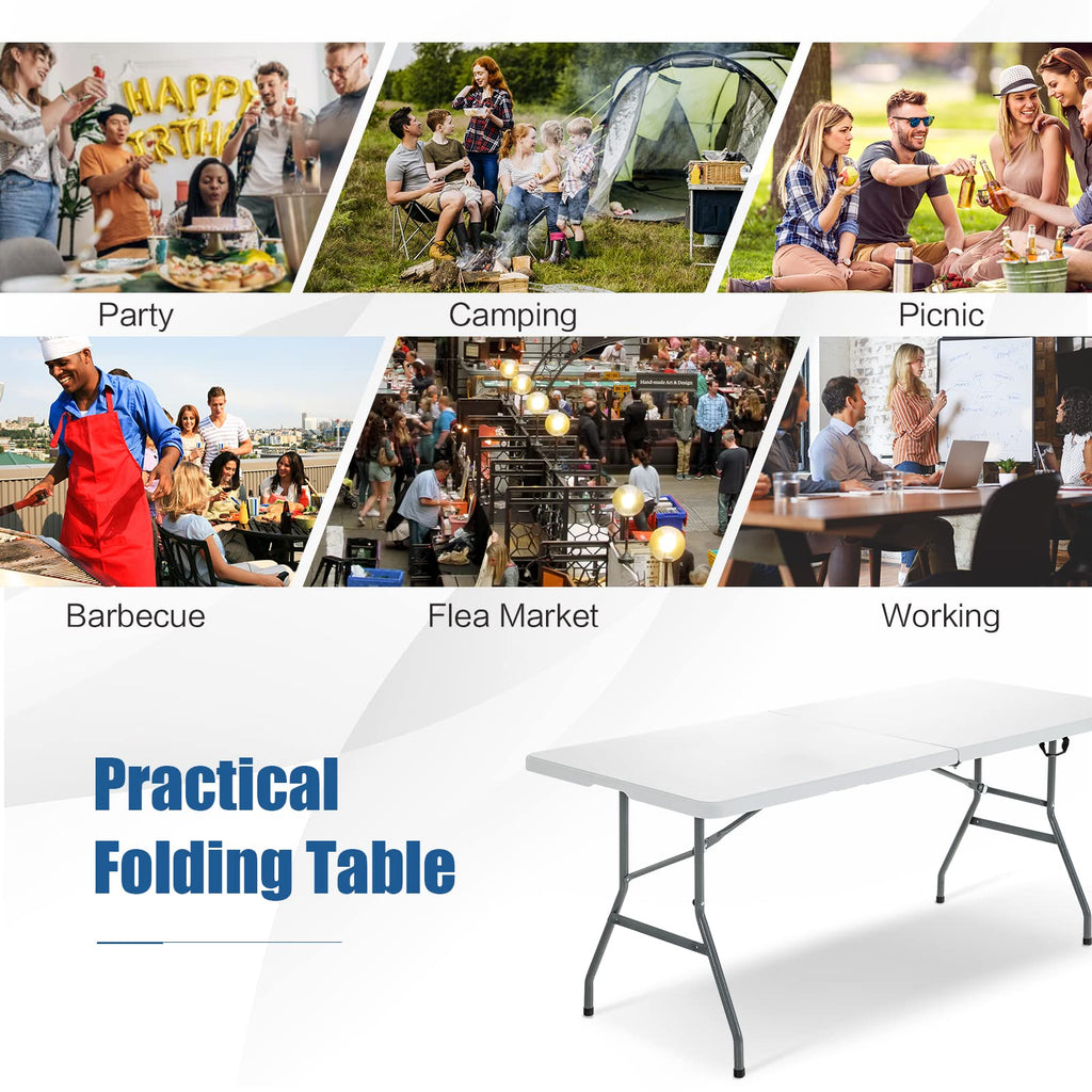 6FT Portable Folding Picnic Table with Handle V64467