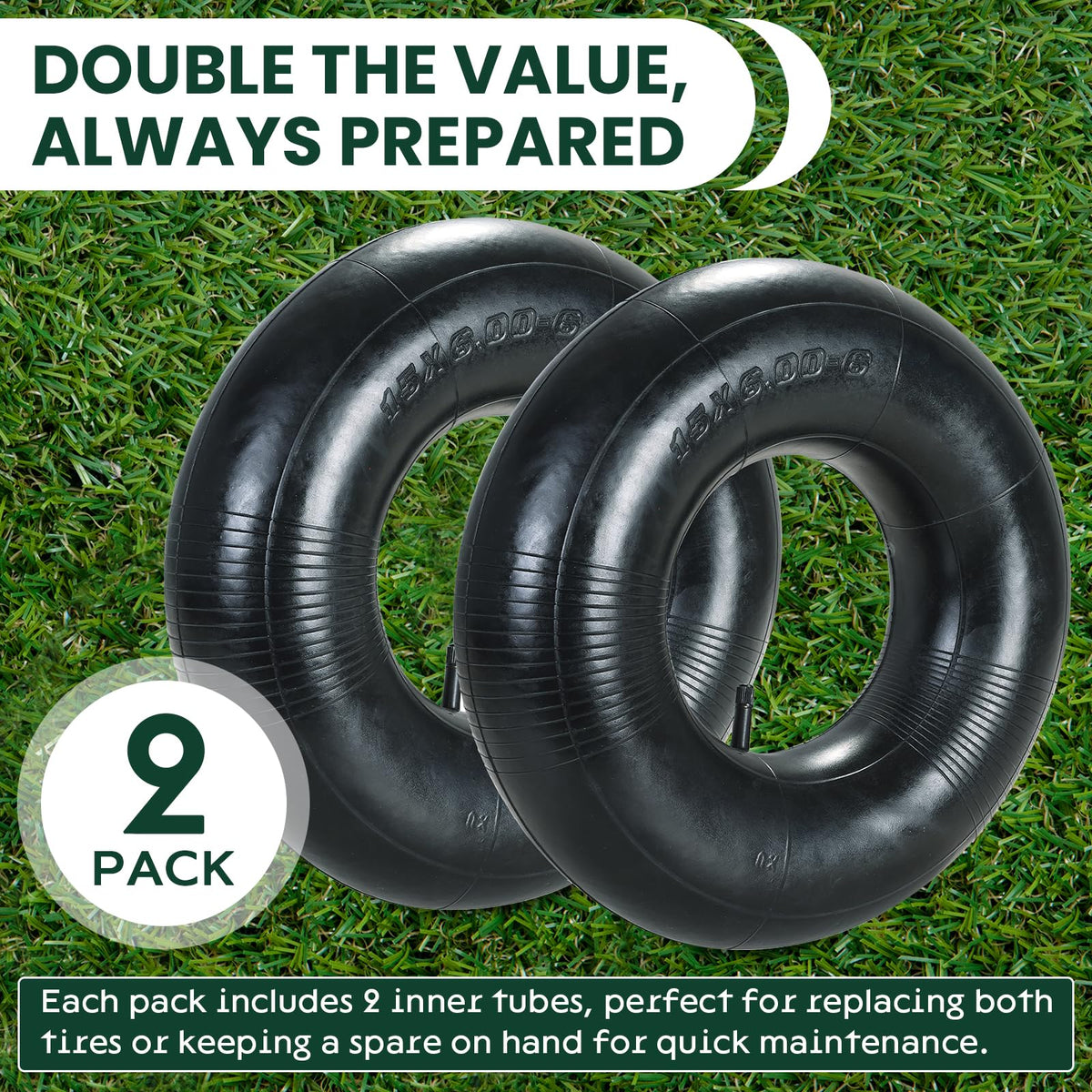 2 Pack 15 x 6.00-6" Inner Tubes with TR-13 Valve Stem V75863