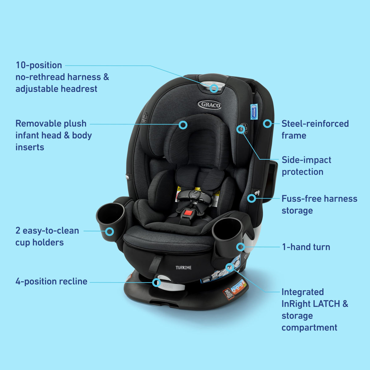 3-in-1 Rotating Convertible Car Seat H723117