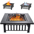32 inch Square Outdoor Fire Pit Table with Spark Screen T19622