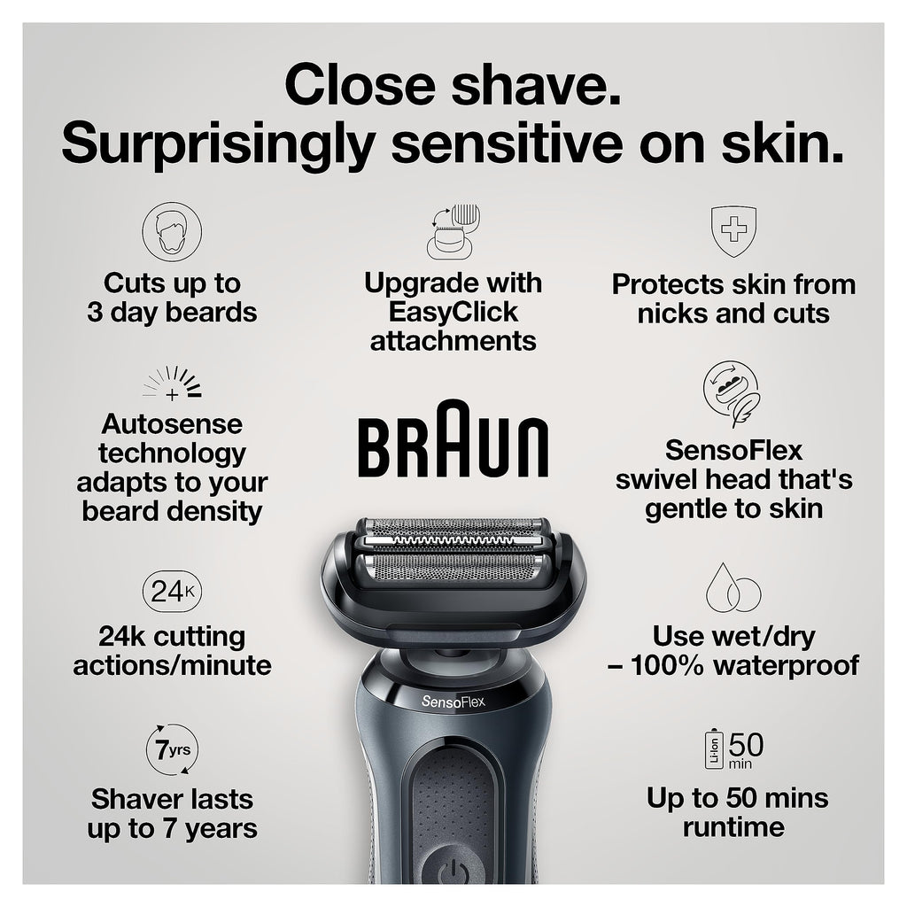 Electric Razor Wet & Dry Rechargeable Cordless Foil Shaver Black Y36624