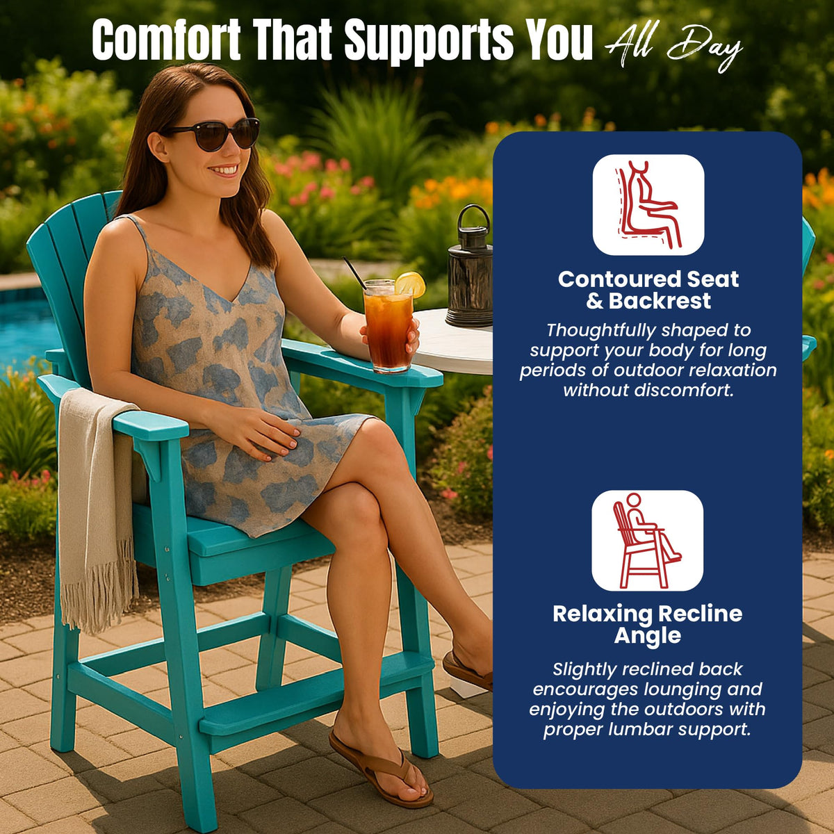Teal HDPE Adirondack Chair K4641