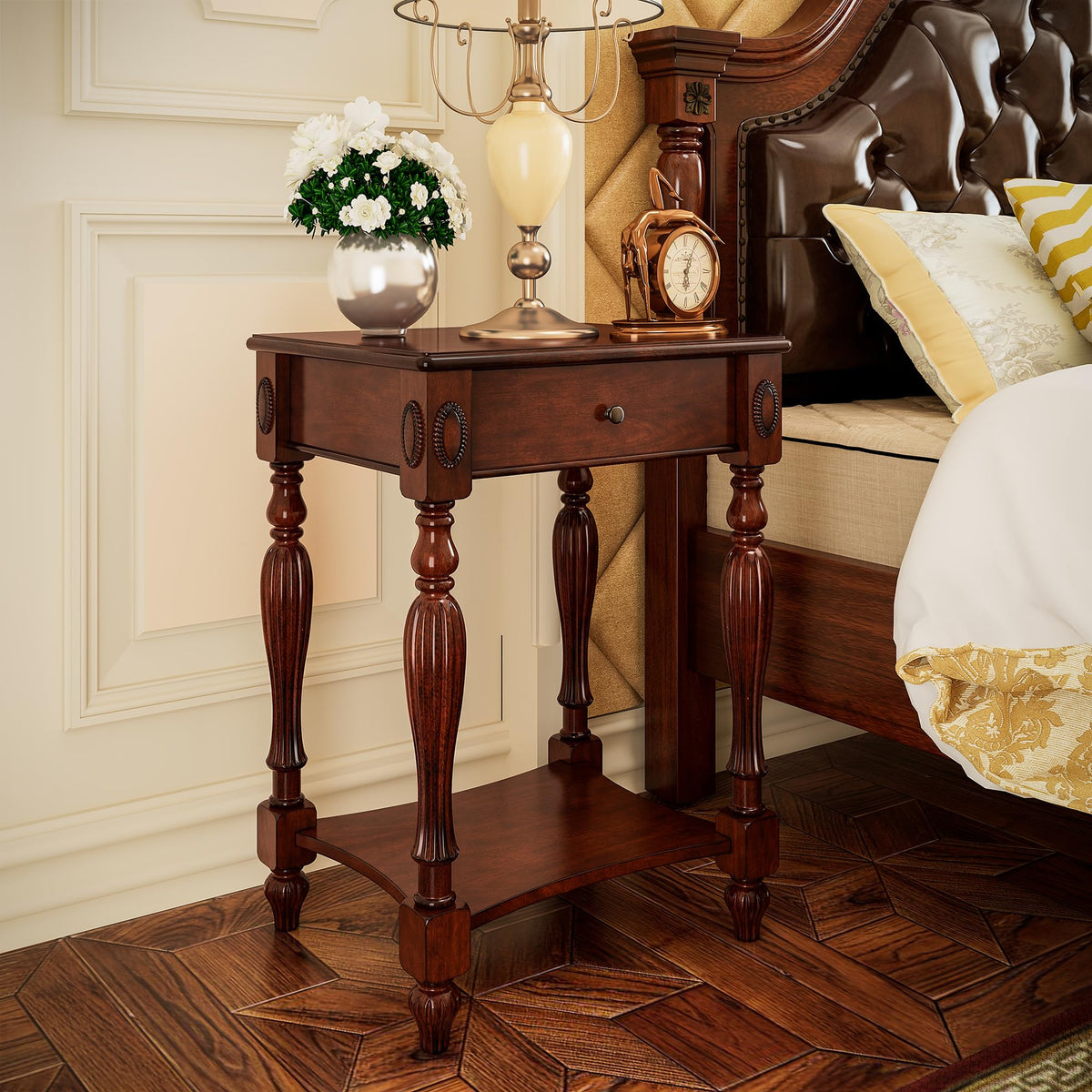 Side Table with Drawer and Storage Shelf O2157