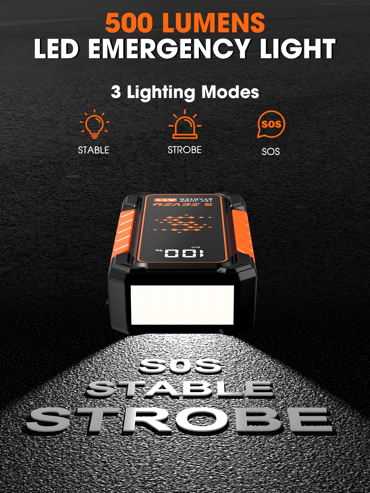 5000A Portable 12V Lithium Jump Starter with USB Charger O507
