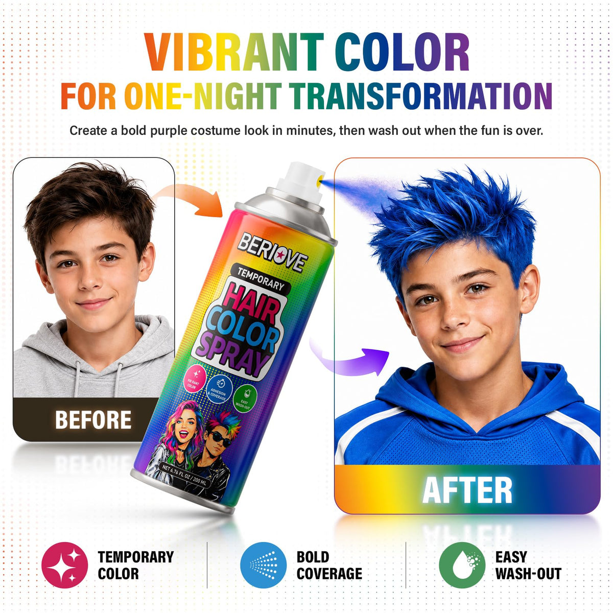 Temporary Hair Spray 6.76oz Washable Z145