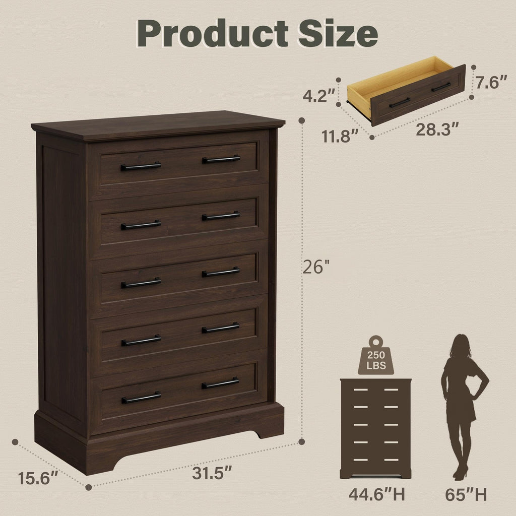 Brown 5 Drawer Dresser Z253