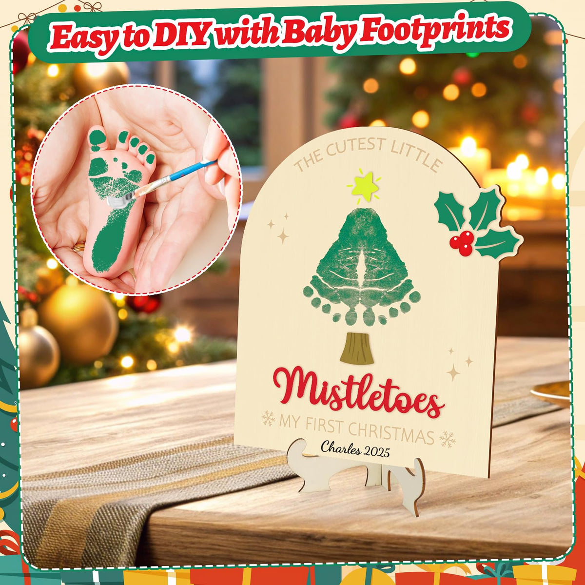 Baby's First Christmas DIY Footprint Art Card E522609