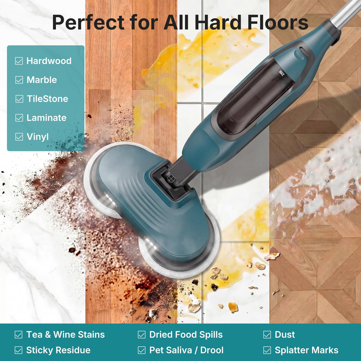 Steam Mop with Rotating Pads, 4 Cleaning Modes Z53263