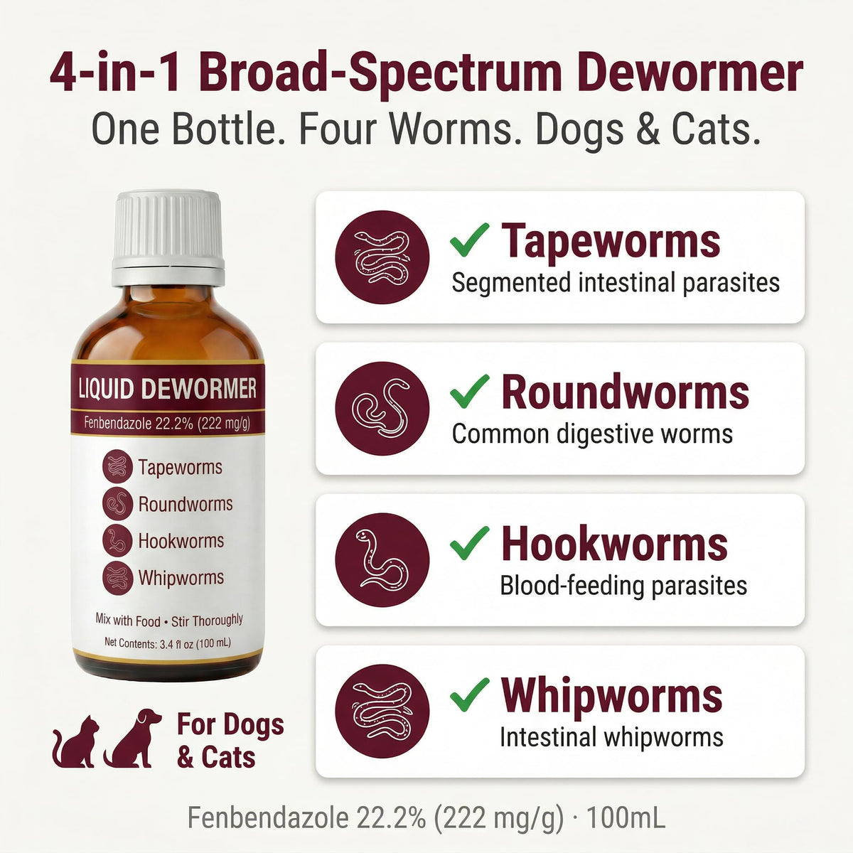 Liquid Dewormer, Fenbendazole 22.2%, 3.4 fl oz T5007