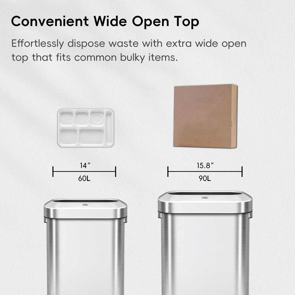 24 Gallon 90 Liter Open Top Stainless Steel Slim Trash Can R5560