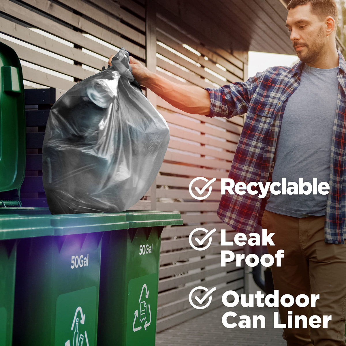42 Gallon Clear Trash Bags 50 Count 3 Mil C222