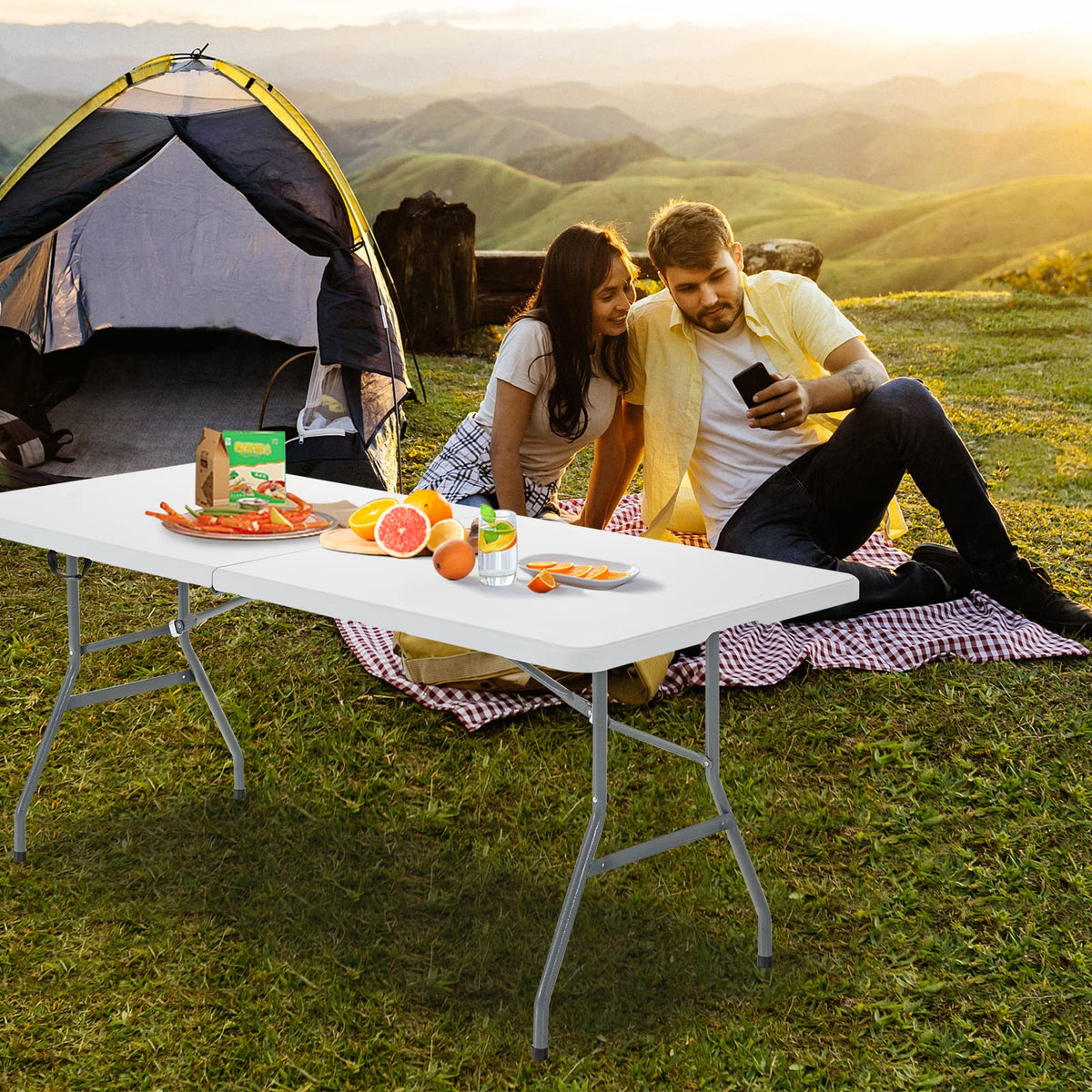 6FT Portable Folding Picnic Table with Handle V64467