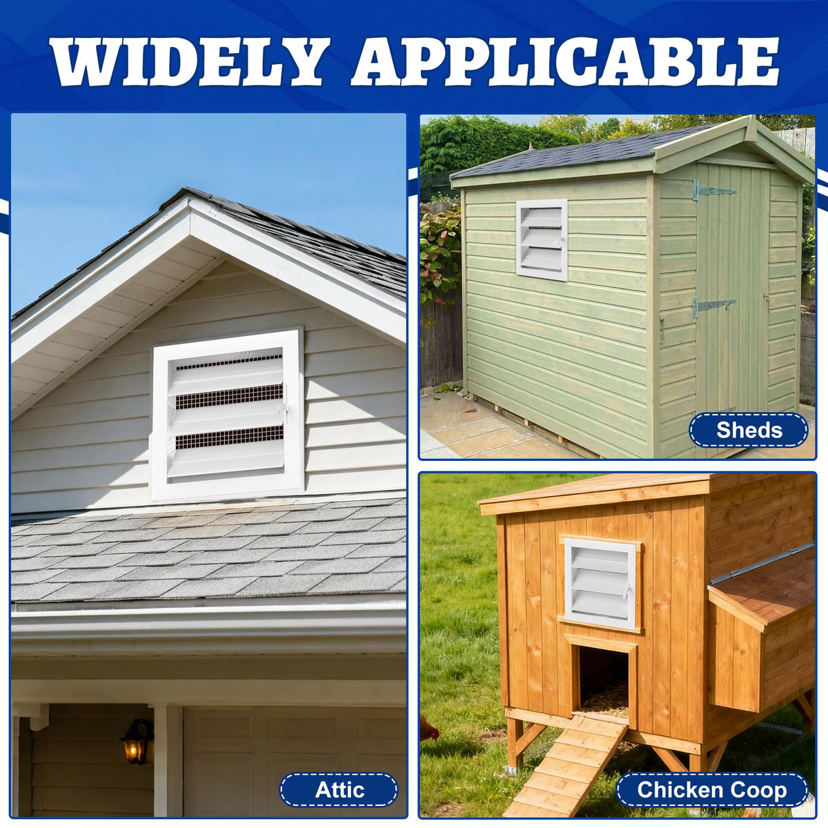 Adjustable Aluminum Alloy Gable Vent with Mesh Screen E9653