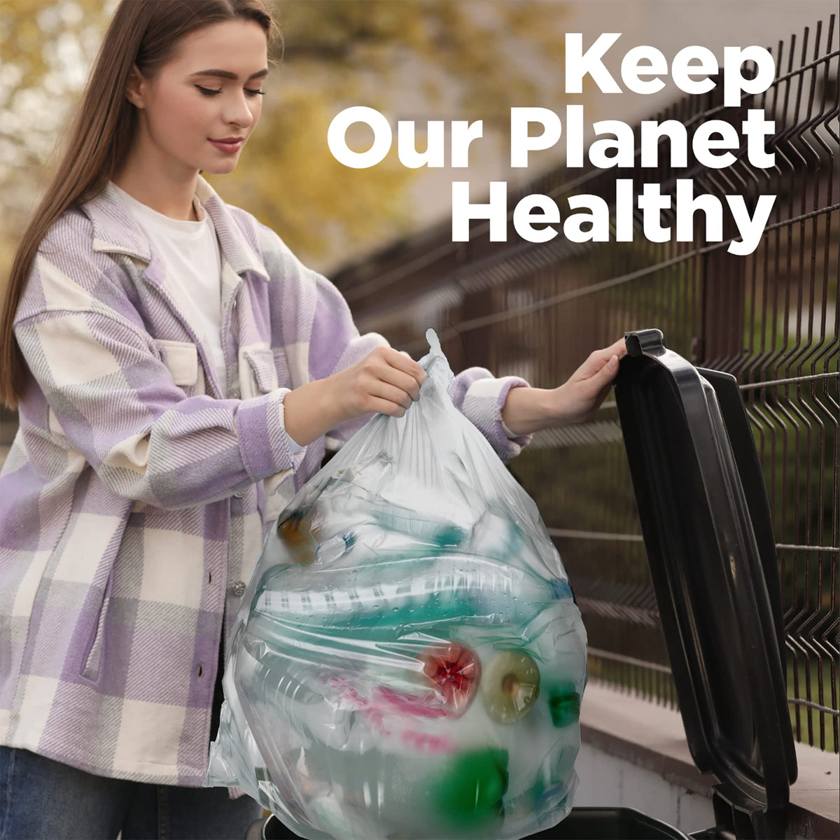 42 Gallon Clear Trash Bags 50 Count 3 Mil C222