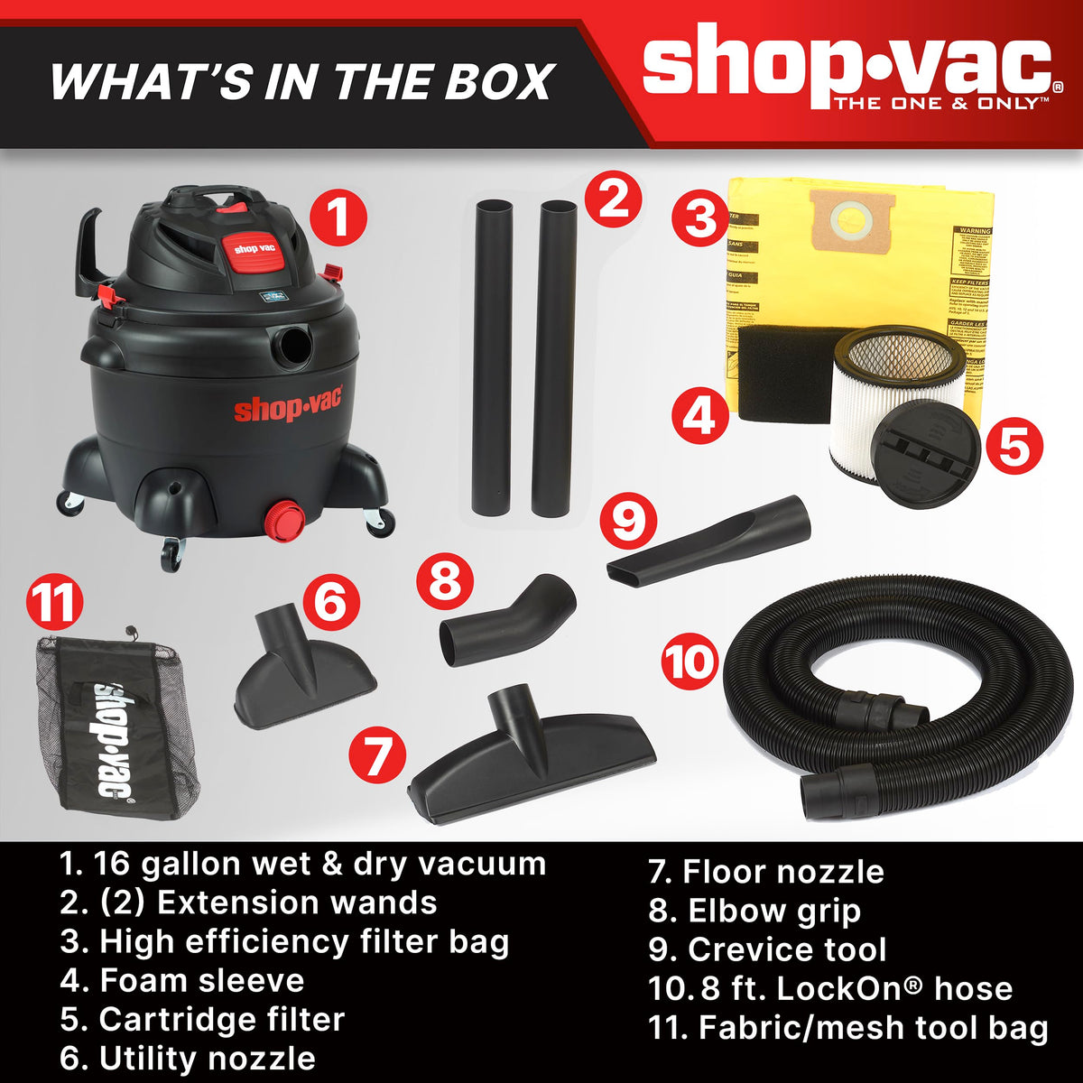 16 Gallon 6.5 Peak HP Wet/Dry Vac with Blower N808