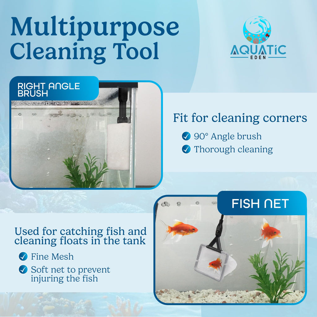 7 in 1 Aquarium Cleaning Kit with Algae Scraper, Fish Net, Gravel Rake & Brush Z614316