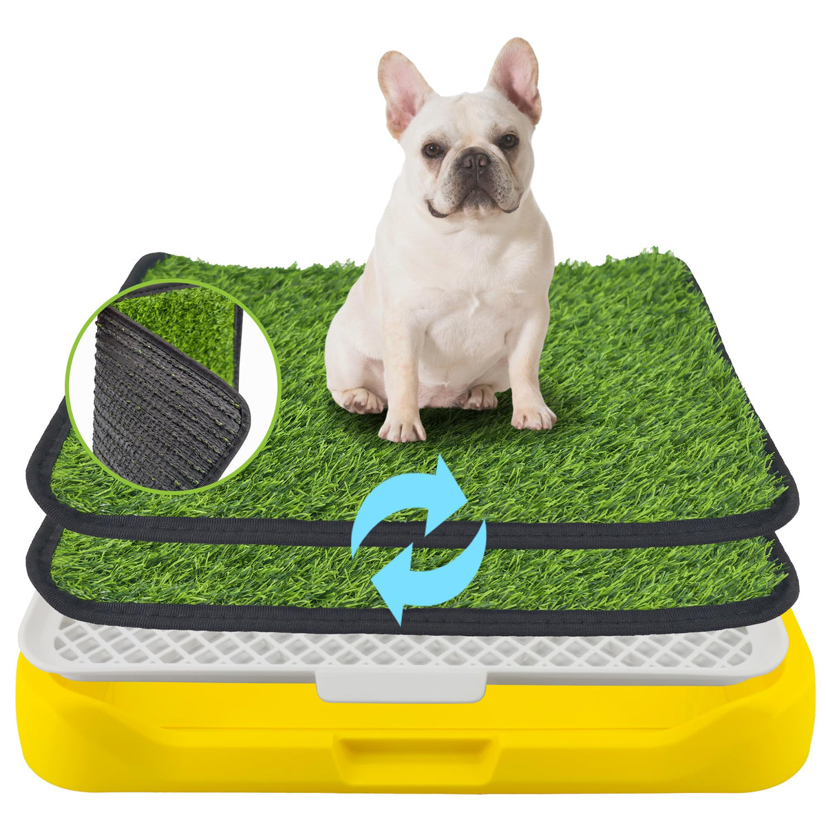 2 Pack 18"x14" Artificial Dog Grass Potty Pad with Tray G1386