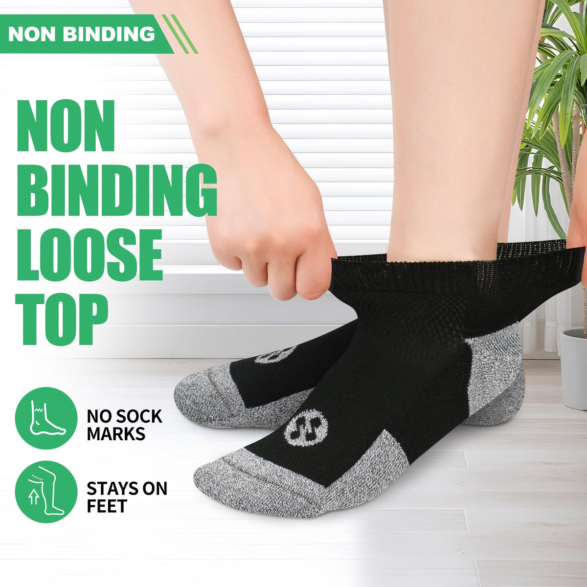 6 Pairs Low Cut Diabetic Socks W72761