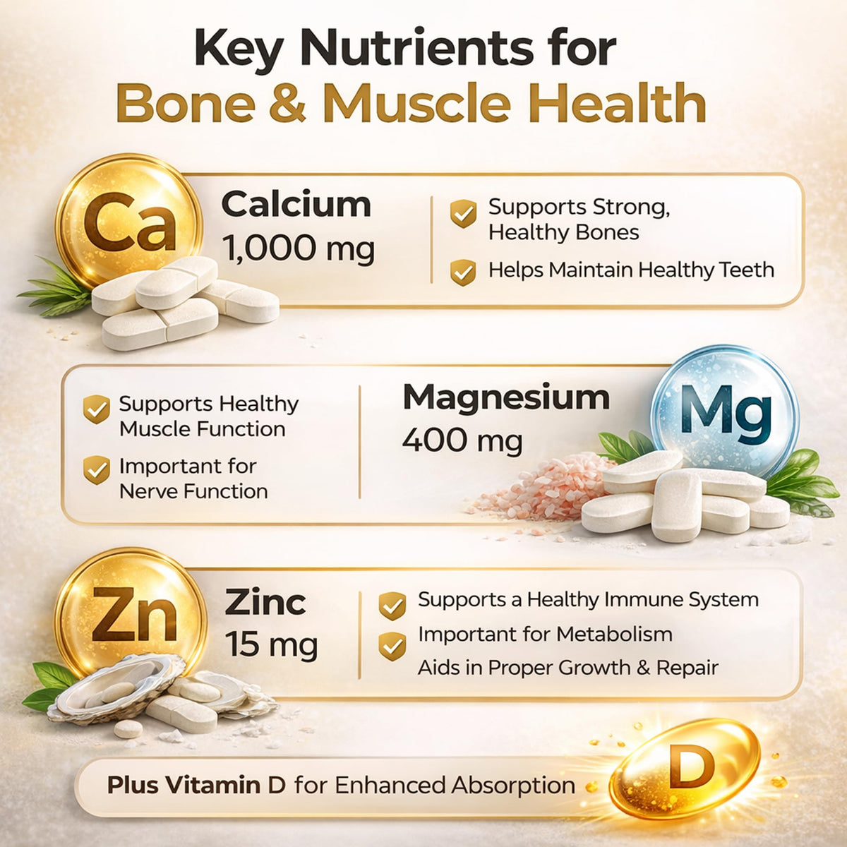 Calcium Magnesium Zinc Vitamin D3 250 Coated Caplets Z385