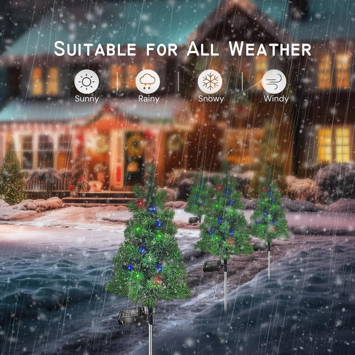 Solar Christmas Tree Garden Stake Lights Outdoor Waterproof X900180