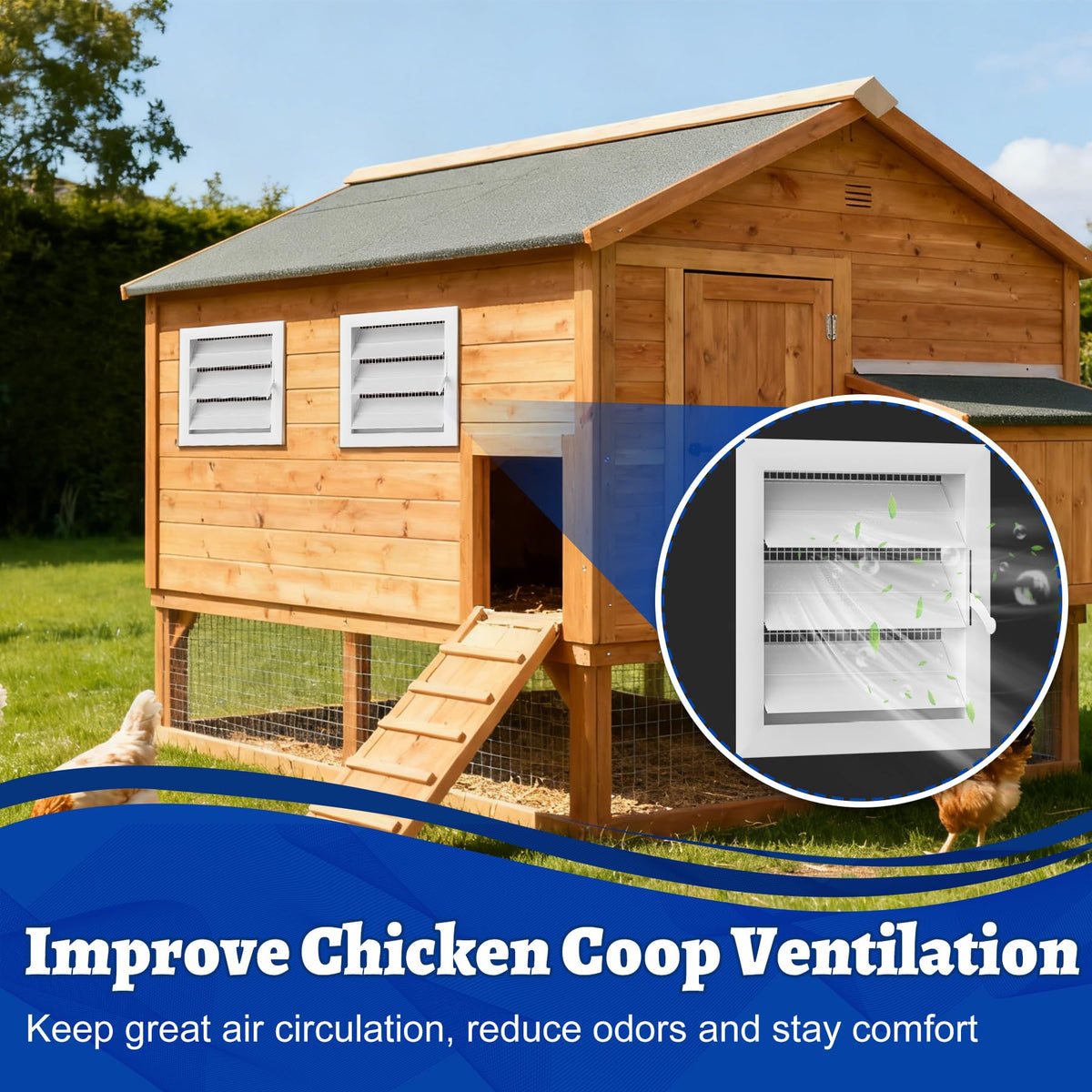 Adjustable Aluminum Alloy Gable Vent with Mesh Screen E9653