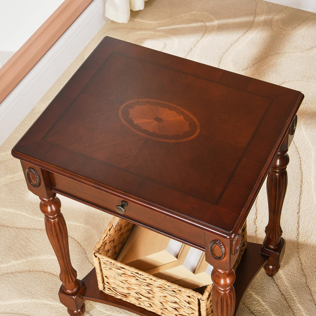 Side Table with Drawer and Storage Shelf O2157