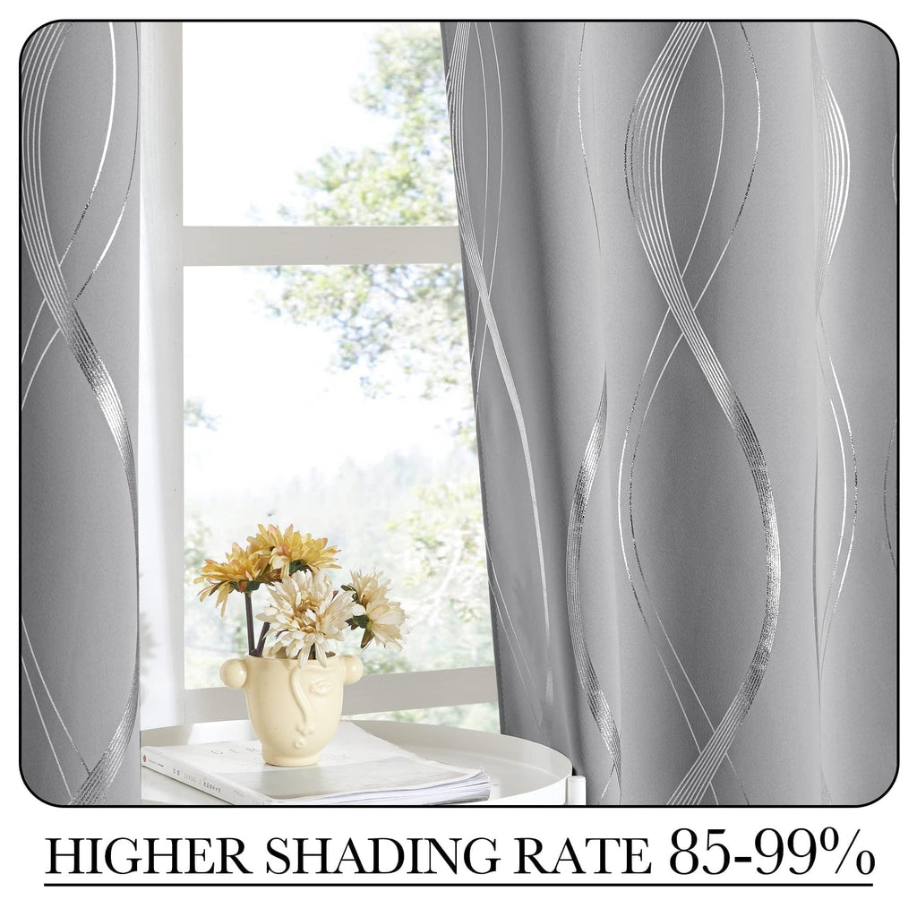 Silver Grey Pattern Curtains 52 x 84 Inch W93637