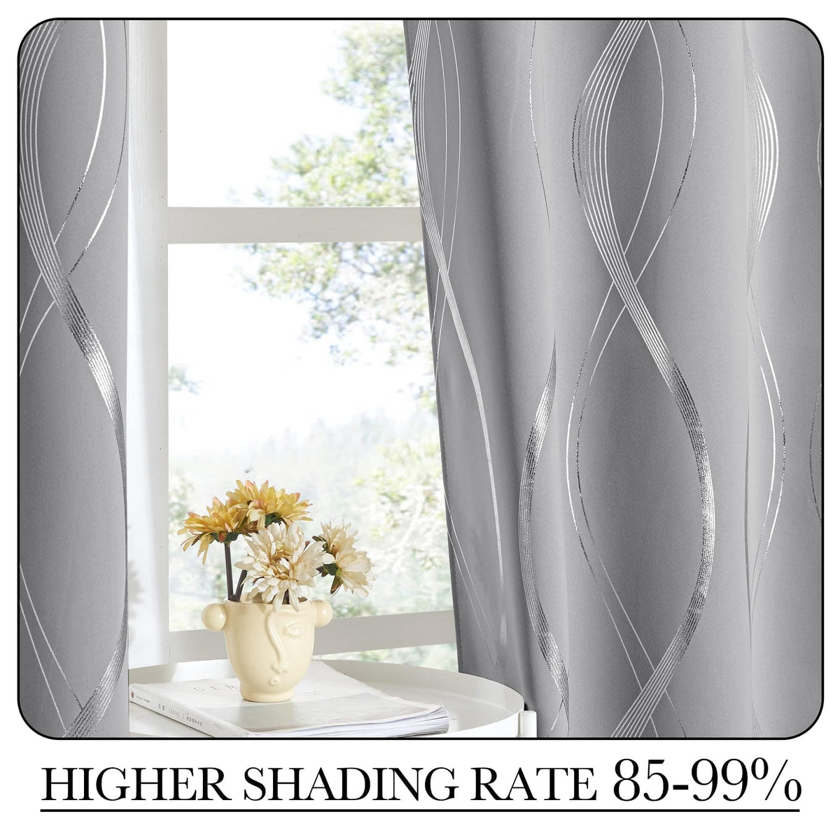 Silver Grey Pattern Curtains 52 x 84 Inch W93637