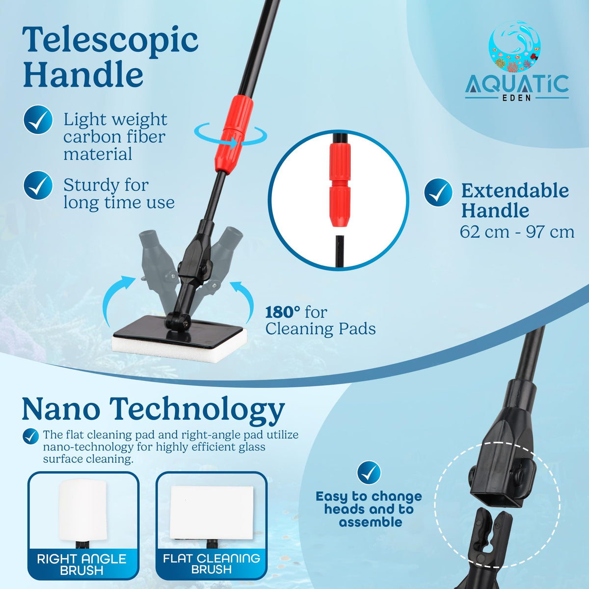 7 in 1 Aquarium Cleaning Kit with Algae Scraper, Fish Net, Gravel Rake & Brush Z614316
