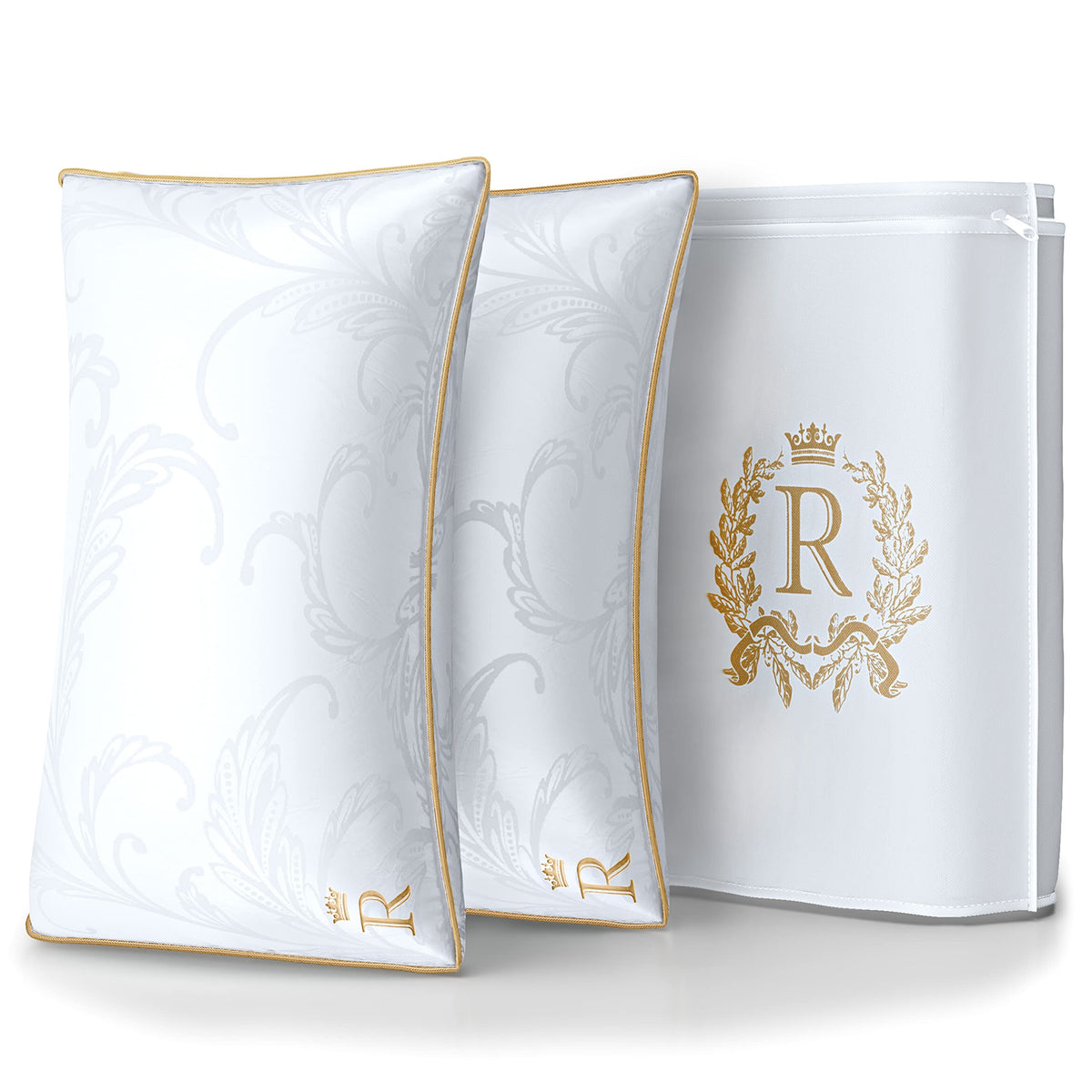 King Size Set of 2 Adjustable Cotton Bed Pillows Y23256