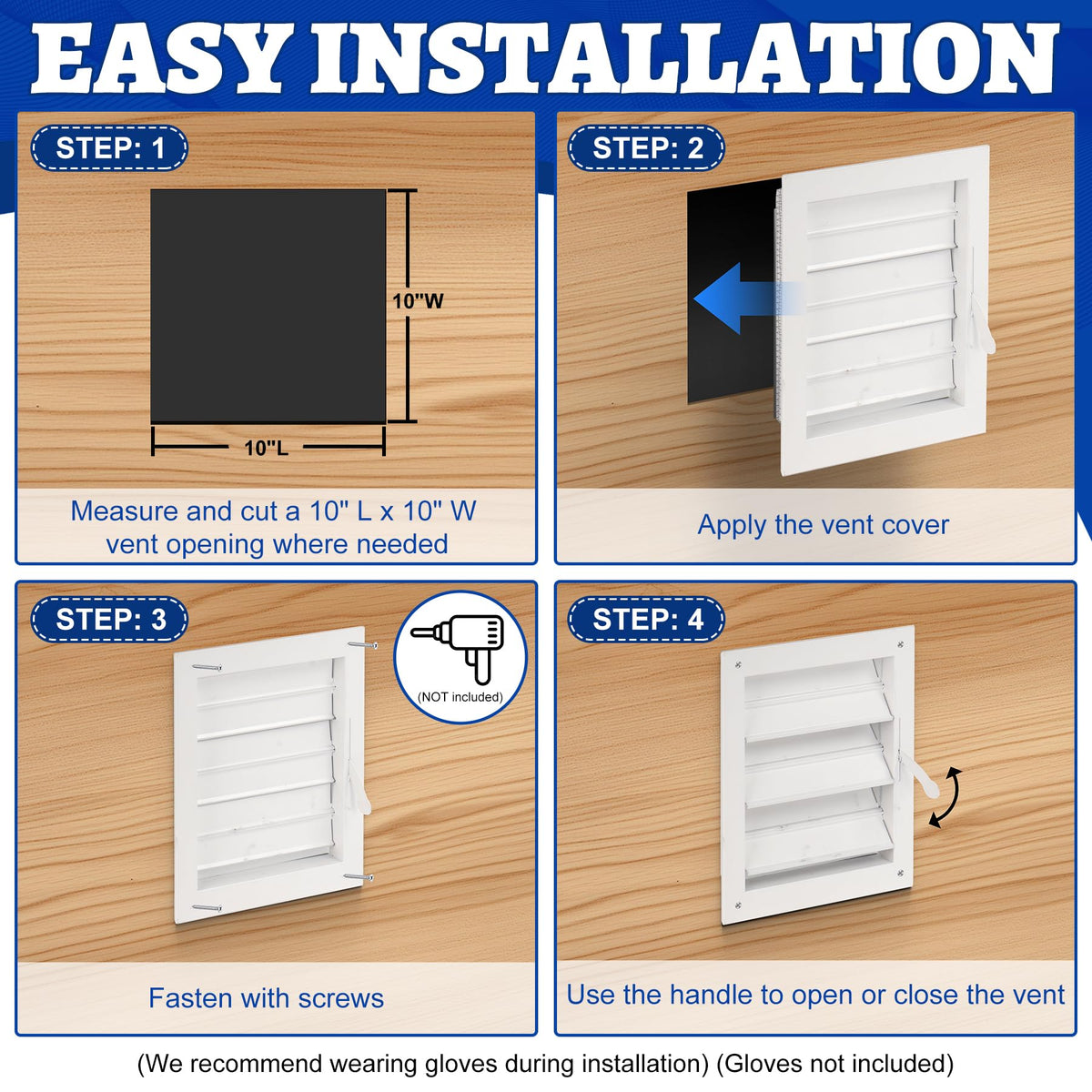 Adjustable Aluminum Alloy Gable Vent with Mesh Screen E9653