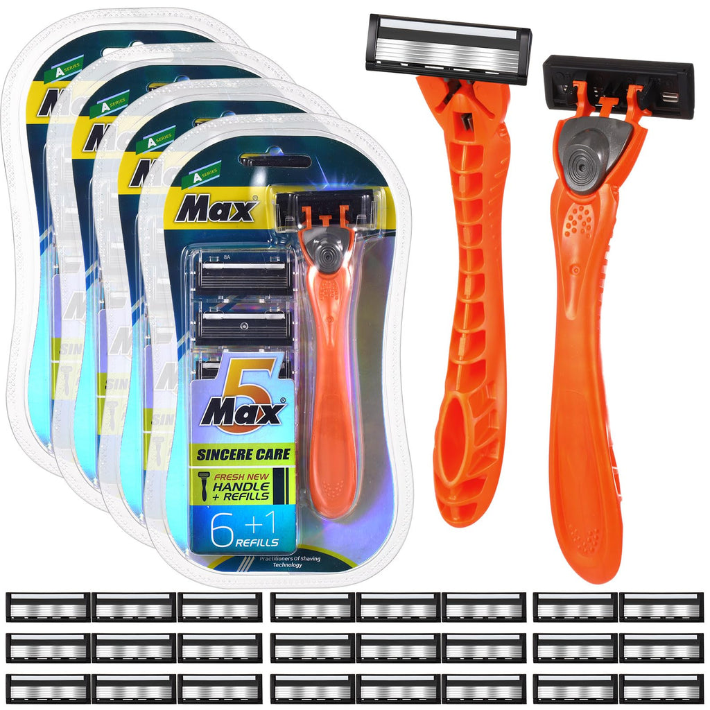 28 Pcs Mens Razors Set 5 Blade Refillable Shaving Kit S808
