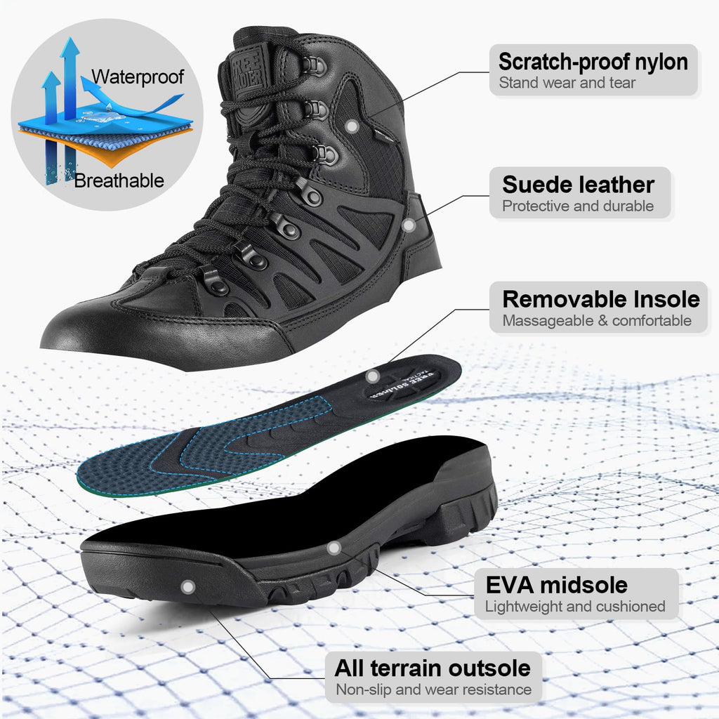 Waterproof Tactical Hiking Work Boots Black 13 P37658
