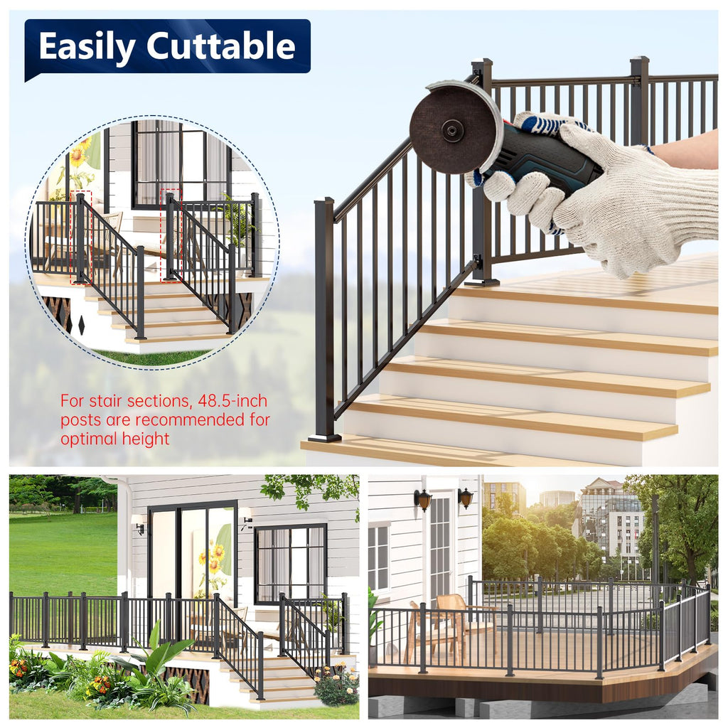 Aluminum Stair Railing Kit, 42 in x 4 ft Black K2587