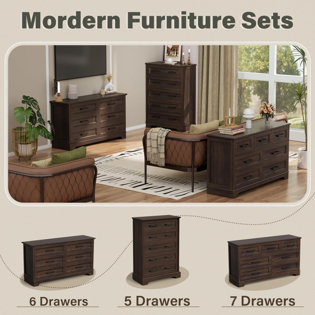 Brown 5 Drawer Dresser Z253
