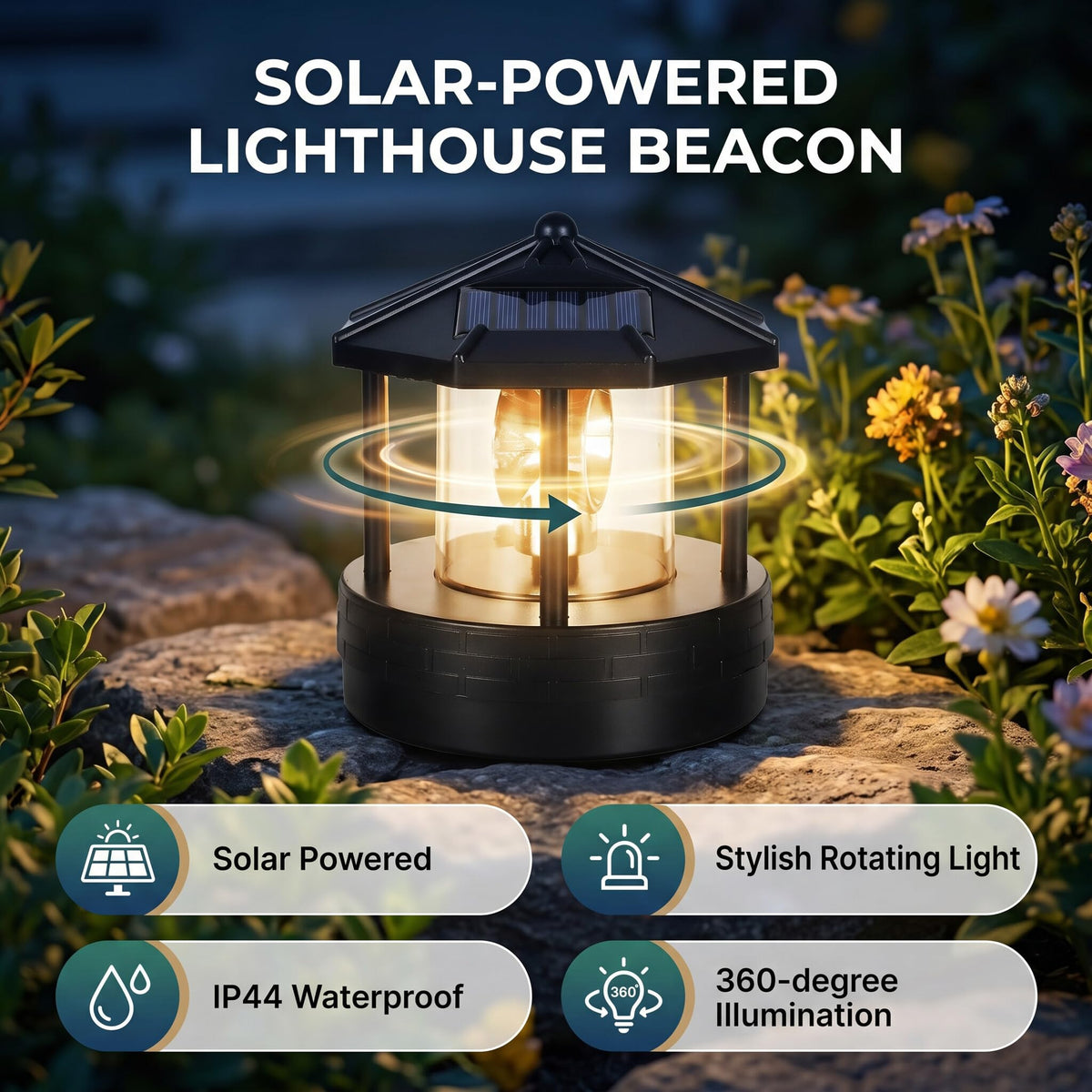 Solar Powered Rotating Lighthouse U154