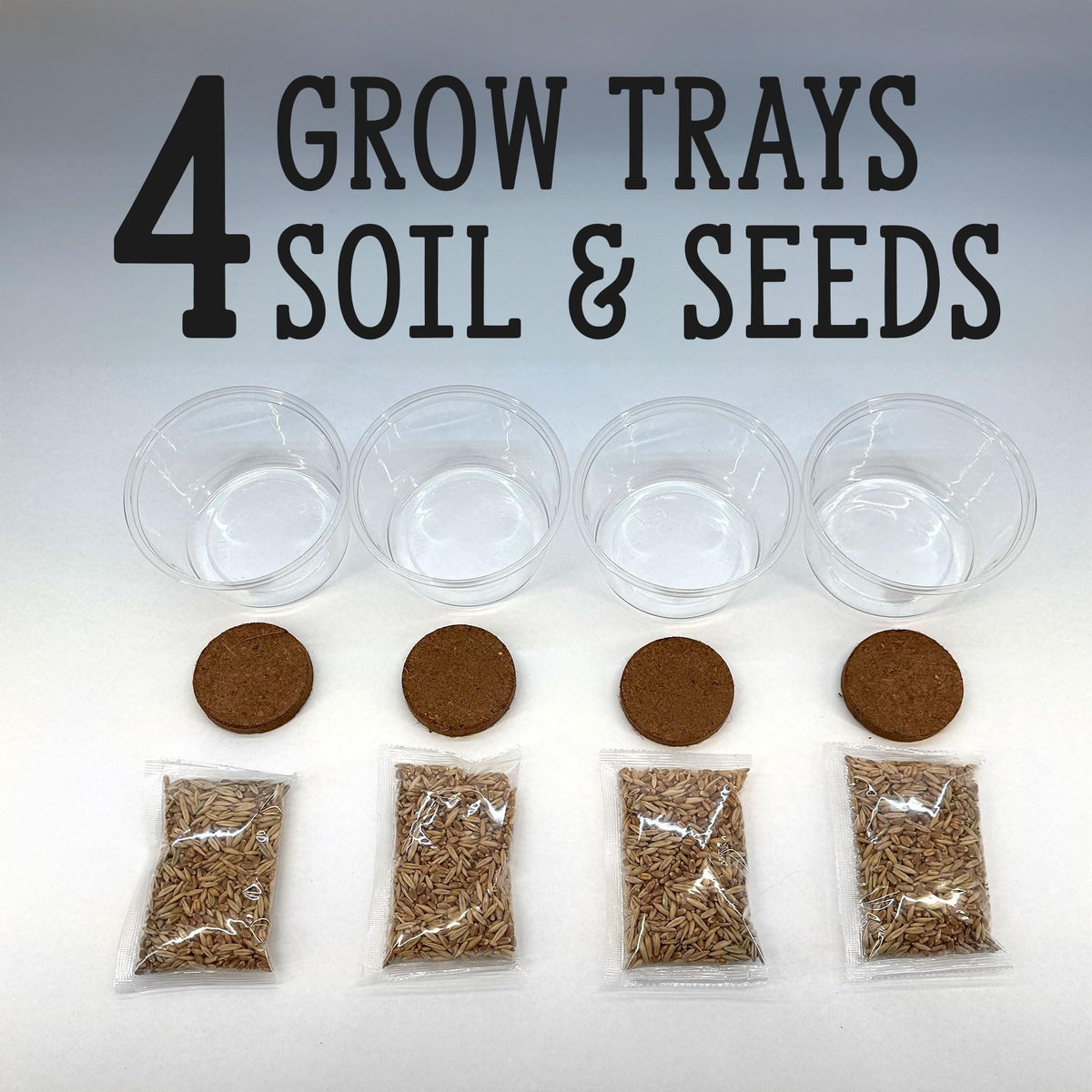 Organic Cat Grass Grow Kit 4 Pack Non GMO Heirloom Seeds J31236
