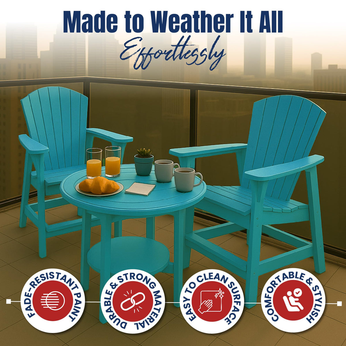 Teal HDPE Adirondack Chair K4641