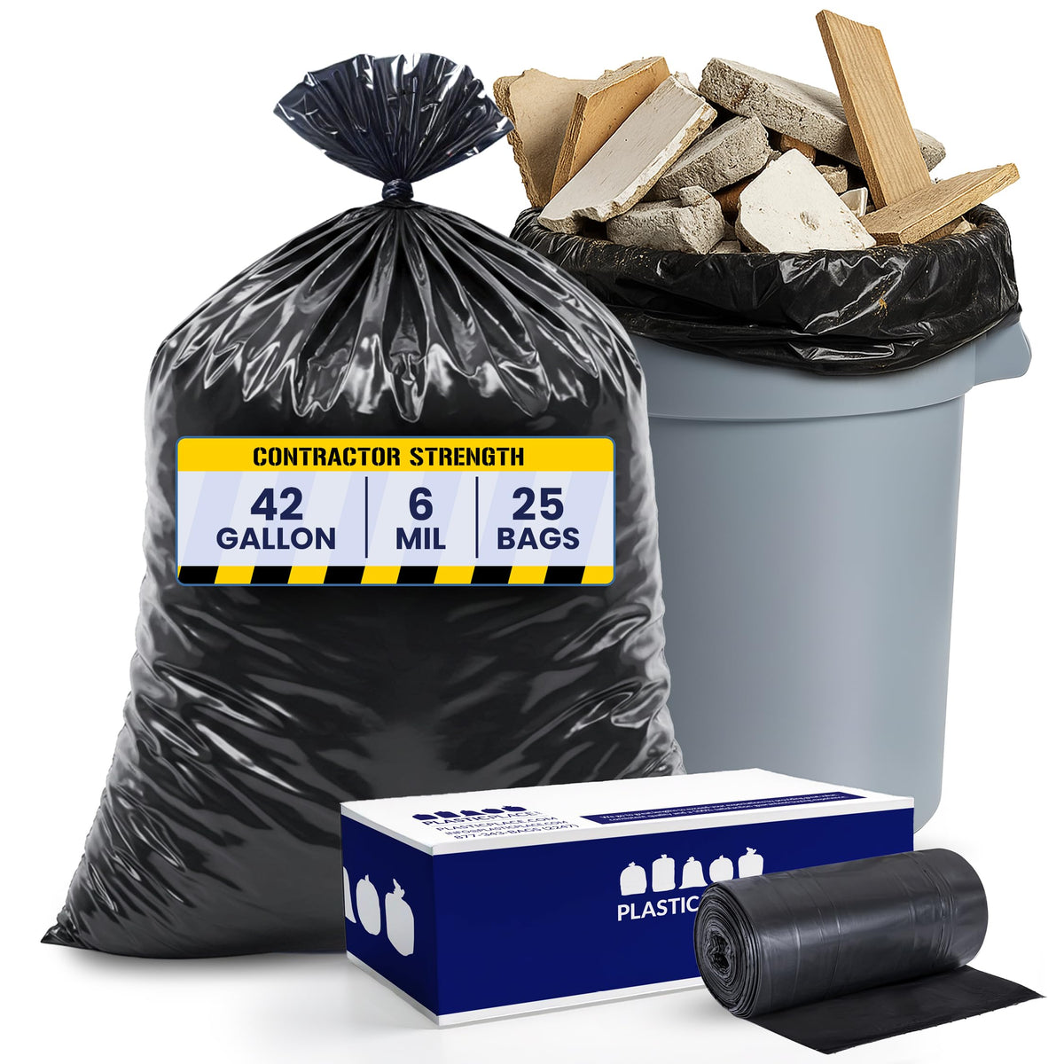 42 Gallon Black Heavy Duty Trash Bags 25 Count K720181