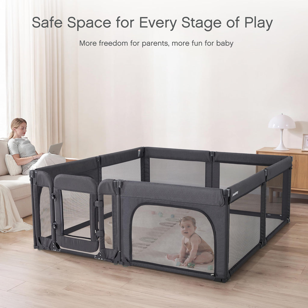 Foldable Adjustable 8-Panel Baby Playpen with Mesh K768183