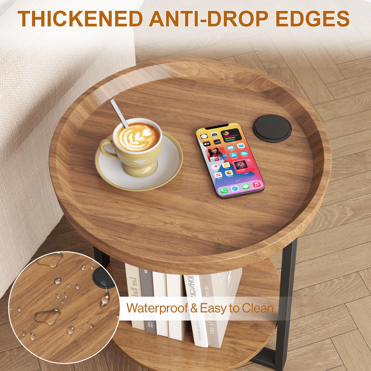 Round Side Table with Charging T619