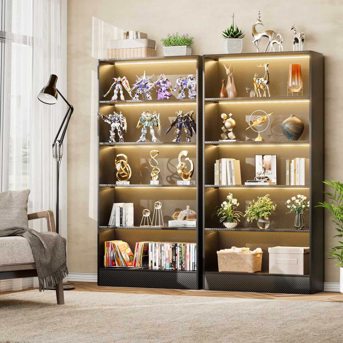 Black 5-Tier Wooden Bookshelf O368