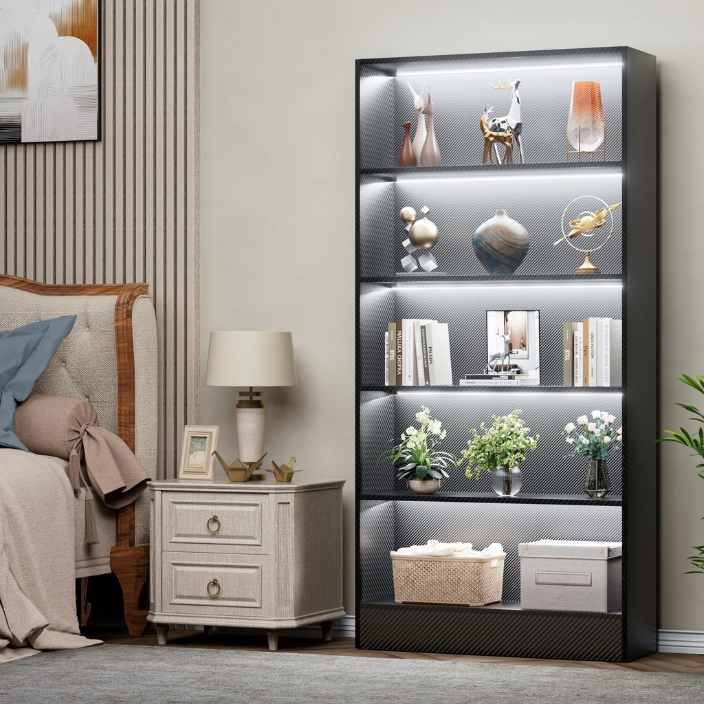 Black 5-Tier Wooden Bookshelf O368