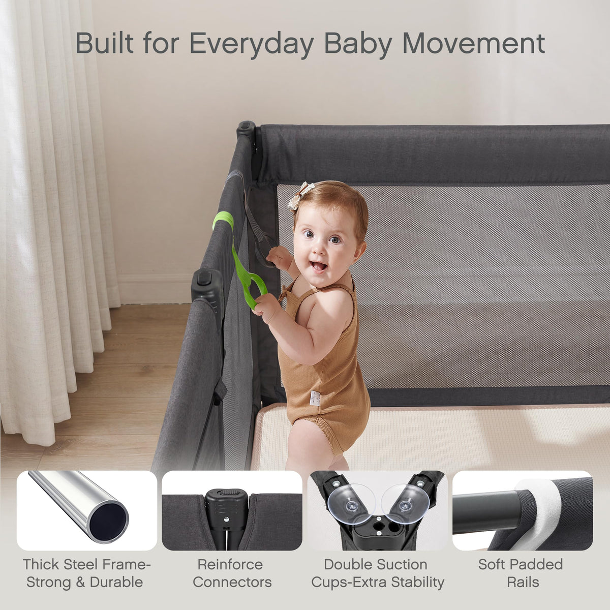 Foldable Adjustable 8-Panel Baby Playpen with Mesh K768183