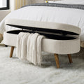 43.5" Beige Upholstered Storage Ottoman Bench T6026
