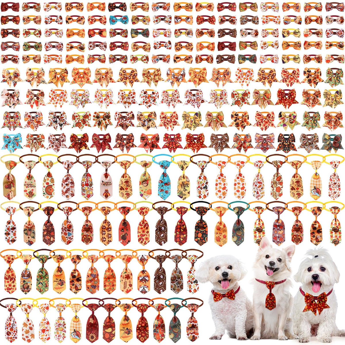 200 Pcs Dog Bow Ties Collars Set V49199