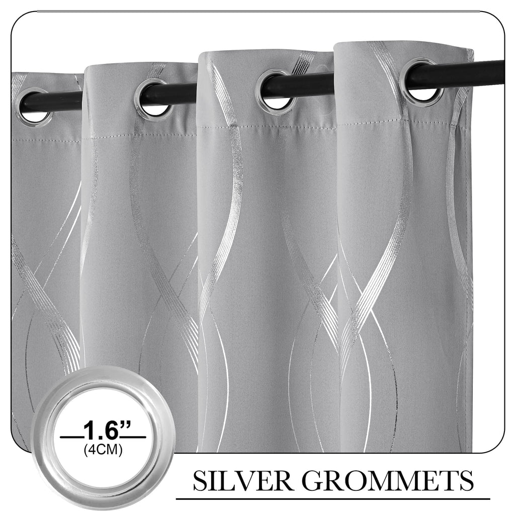 Silver Grey Pattern Curtains 52 x 84 Inch W93637